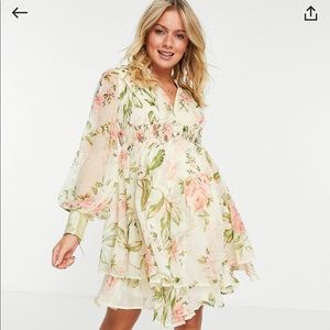 ASOS maternity button pearl floral flowy dress